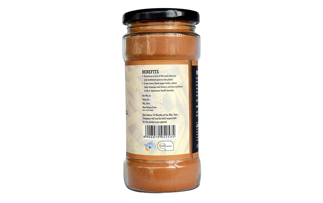 Organic LRM Cold Ground Organic Cinnamon   Glass Jar  200 grams